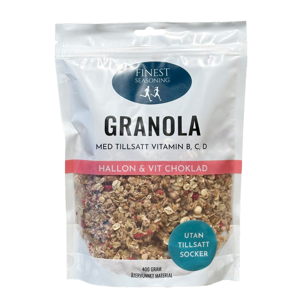 Vitaminberikad Granola, Hallon & Vit choklad