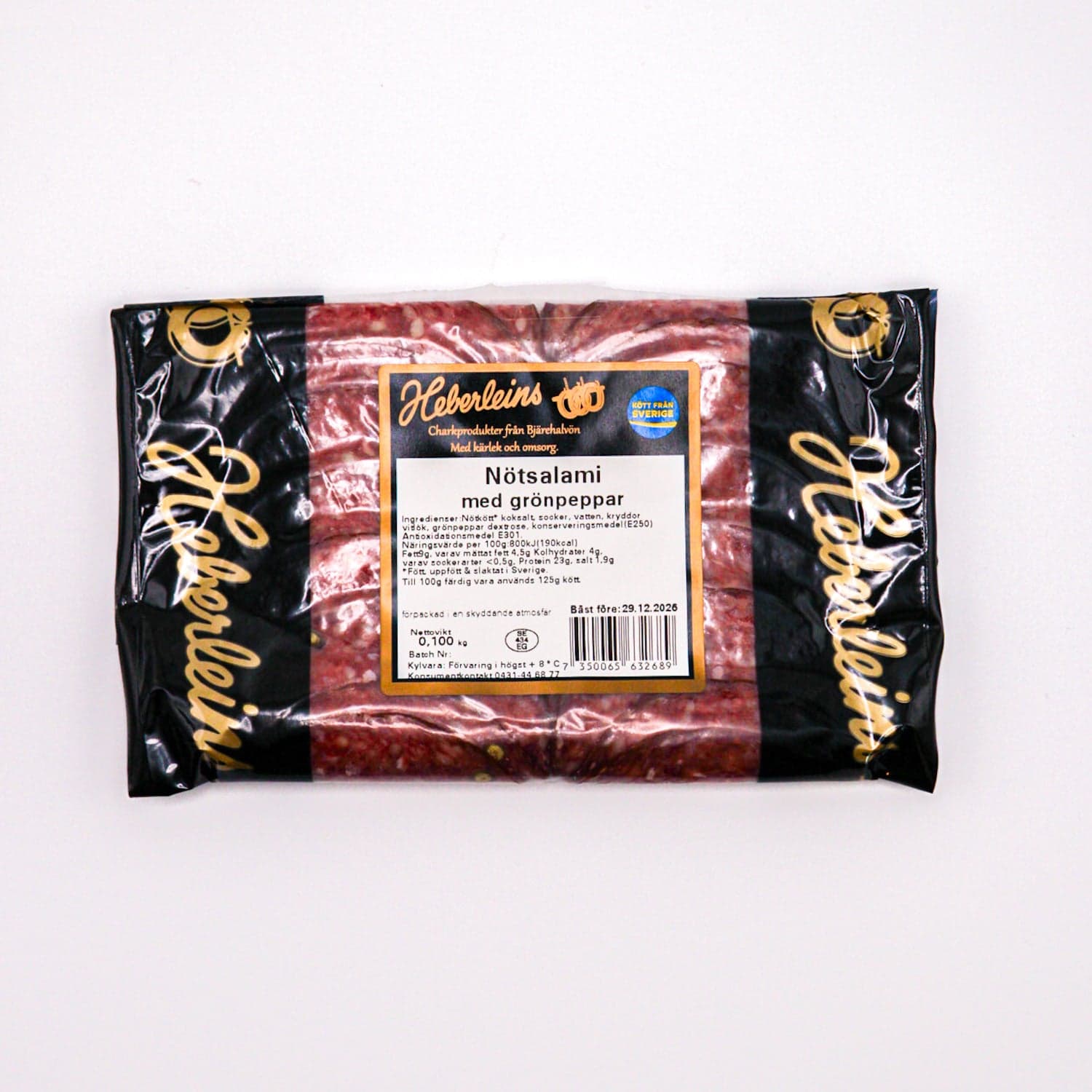 Nötsalami med grönpeppar 100g