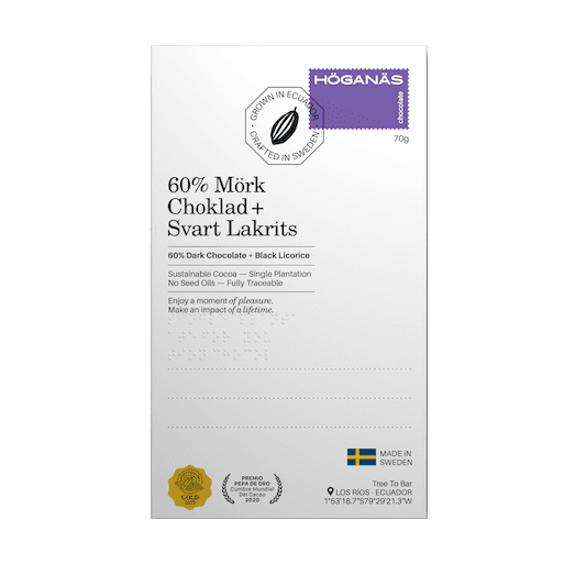 Höganäs Chocolate – Mörk Choklad 60% med Svart Lakrits 70 g