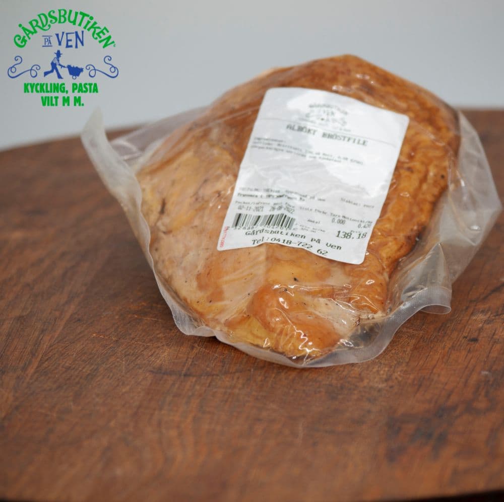 Rökt bröstfilé, från utekyckling, ca 550g (fryst)