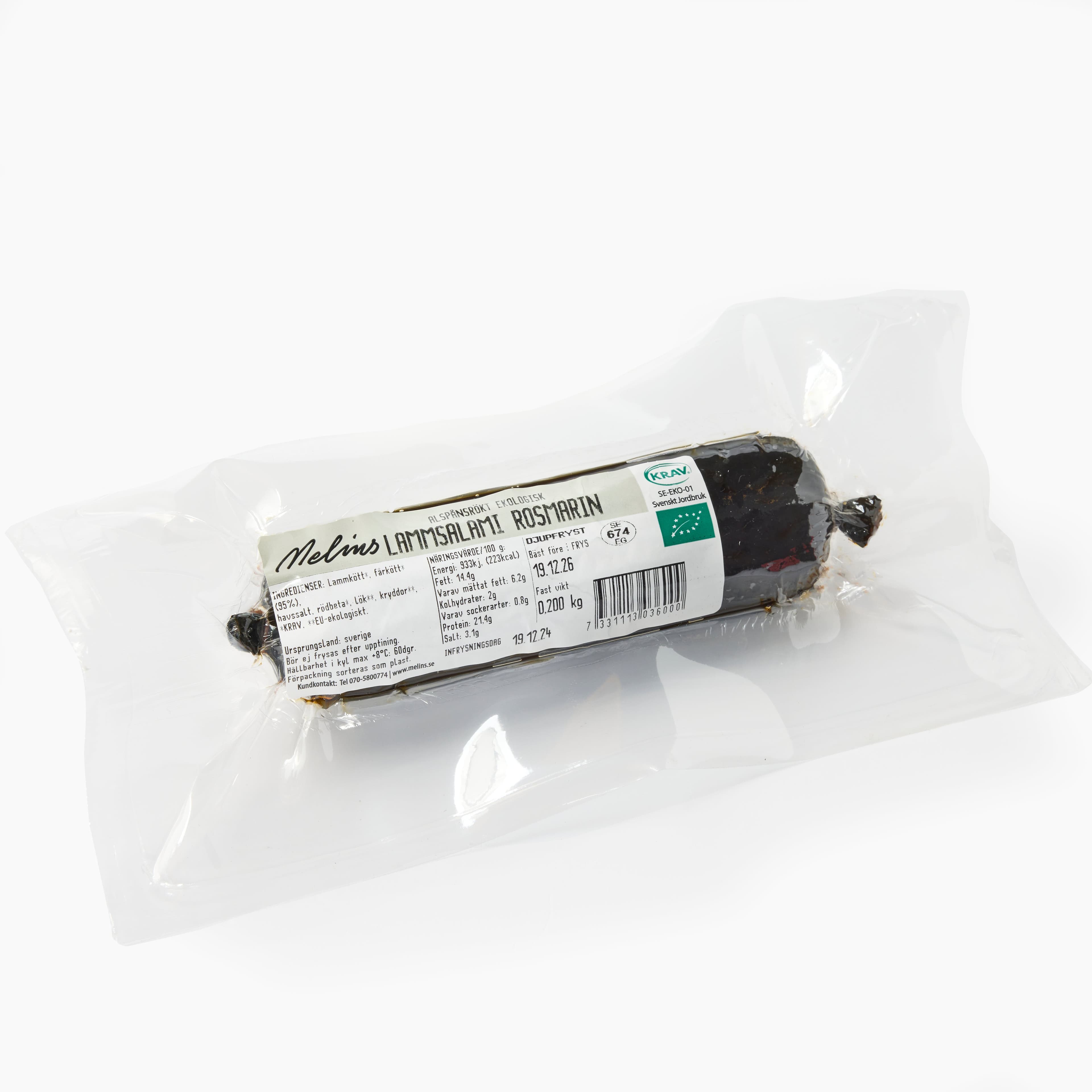 Lammsalami Rosmarin 200g KRAV FRYST