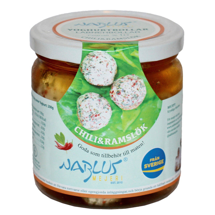 Yoghurtbollar Chili & Ramslök 320g - Mylla Nablus Mejeri